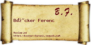 Böcker Ferenc névjegykártya